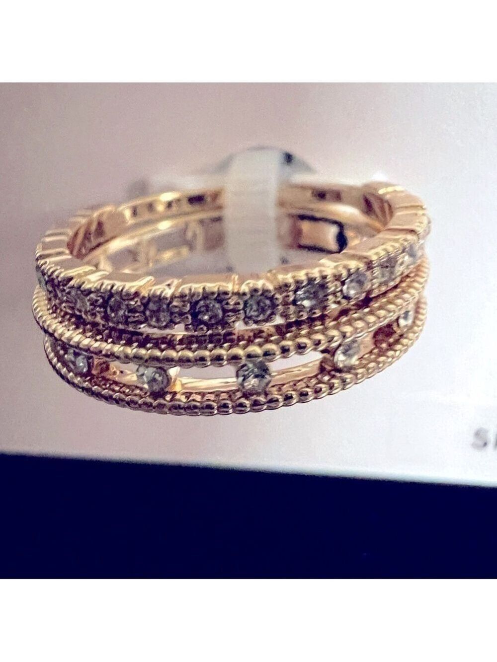 Lauren Conrad Ring Set, Size 7, Bands, Gold-Tone w/clear Stones
